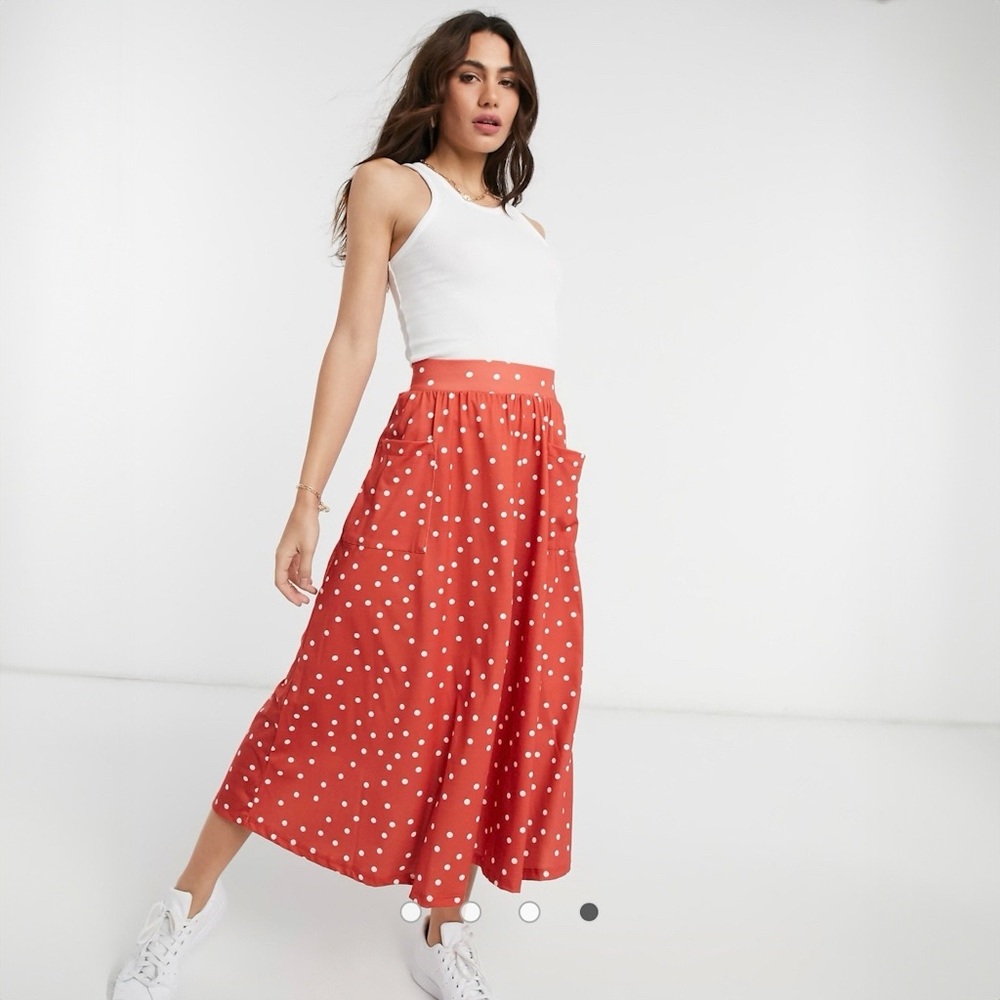 ASOS DESIGN Midi Skirt in Rust Polka Dot: NWOT